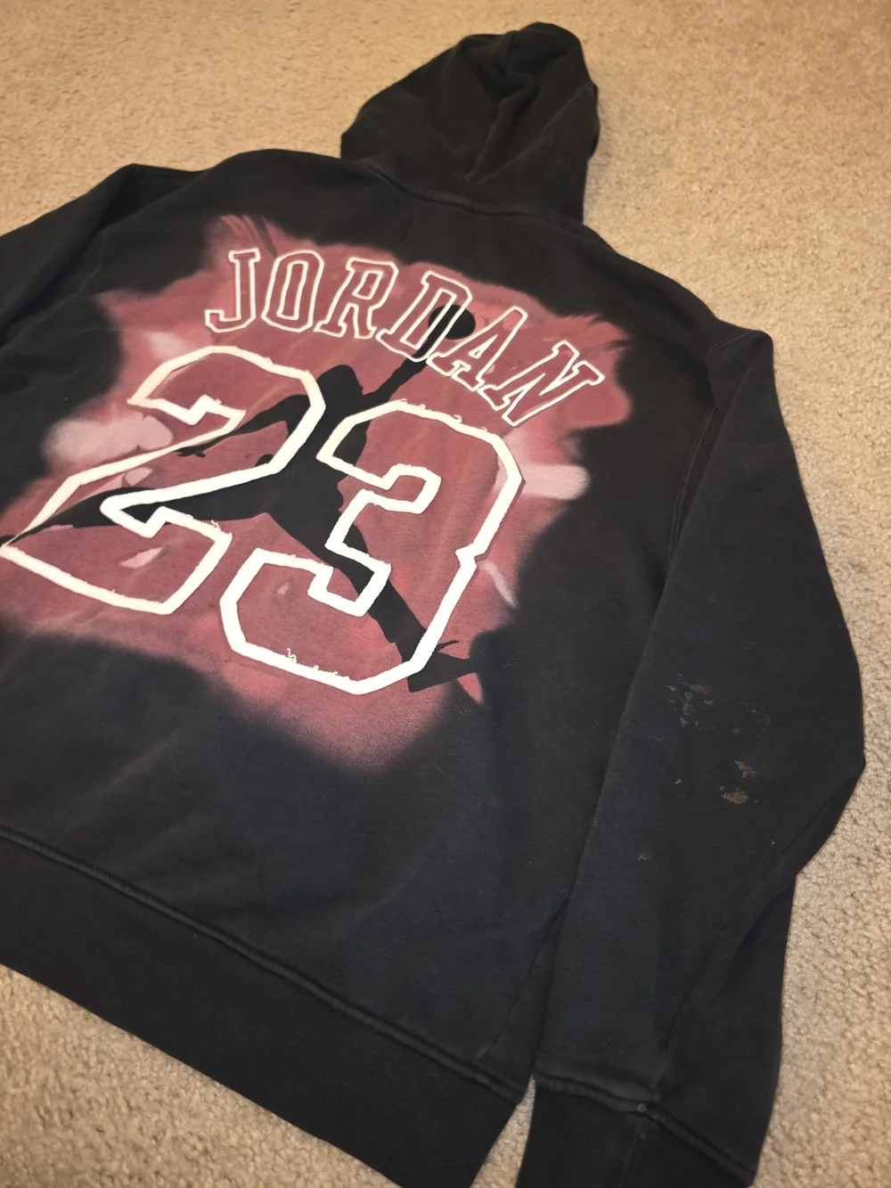 Nike Air Jordan 23 Olympics 84 Brooklyn Pullover Hoodie Black Red Mens L